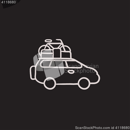 Image of Car with bicycle mounted to the roof sketch icon.
