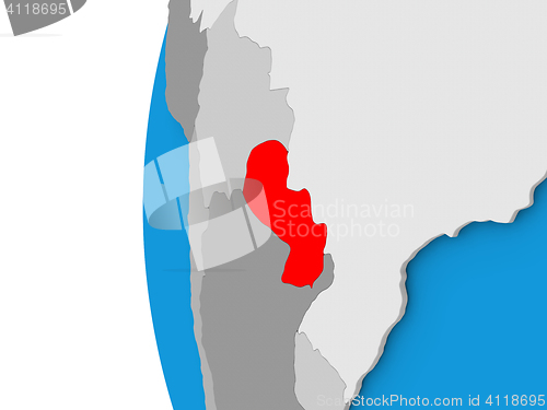Image of Paraguay on globe