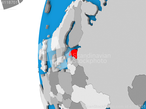 Image of Estonia on globe