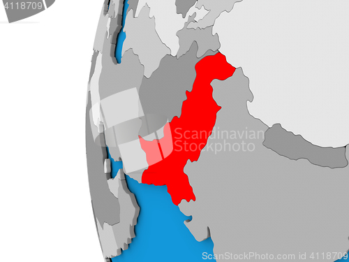 Image of Pakistan on globe