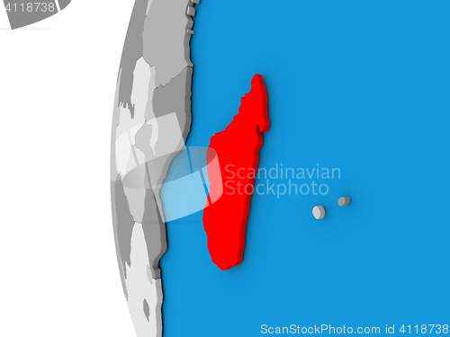 Image of Madagascar on globe