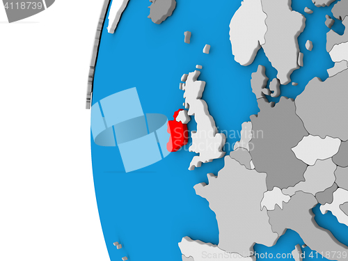 Image of Ireland on globe