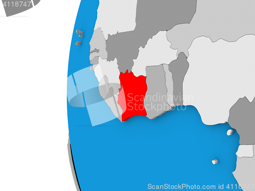 Image of Ivory Coast on globe