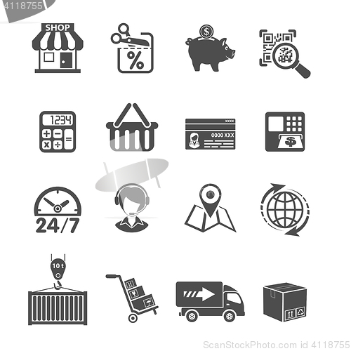 Image of Internet Shopping and Delivery Icons Set