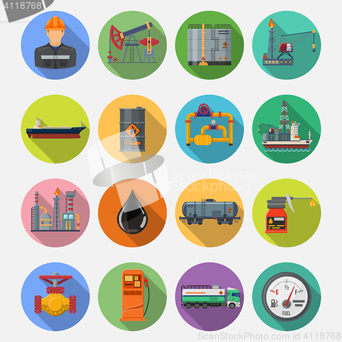 Image of Oil industry Flat Icons Set