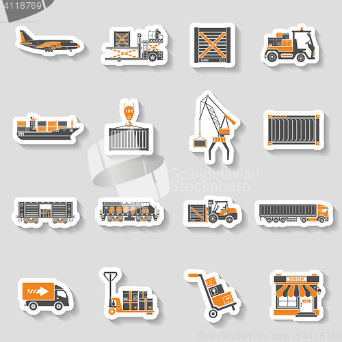 Image of Cargo Transport and Packaging two color sticker set