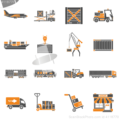 Image of Cargo Transport and Packaging Icon Set