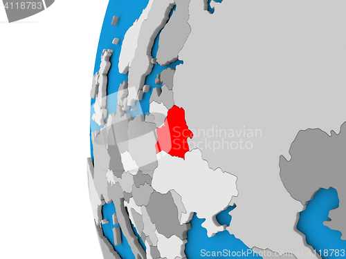 Image of Belarus on globe