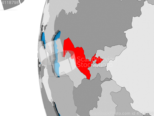 Image of Uzbekistan on globe