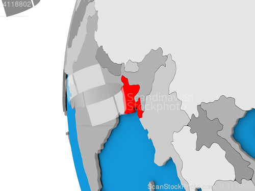 Image of Bangladesh on globe