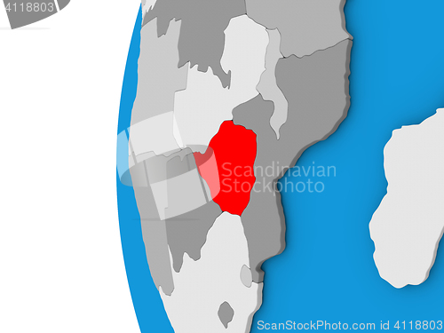 Image of Zimbabwe on globe