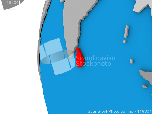 Image of Sri Lanka on globe