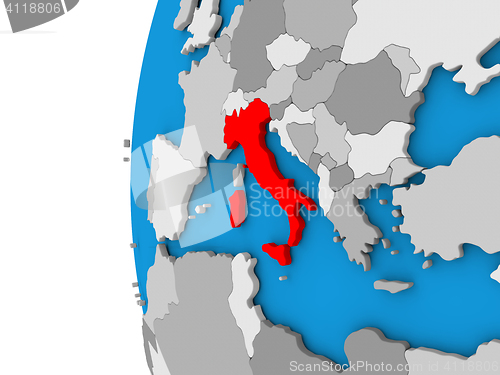 Image of Italy on globe