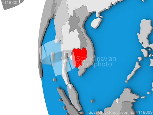 Image of Cambodia on globe