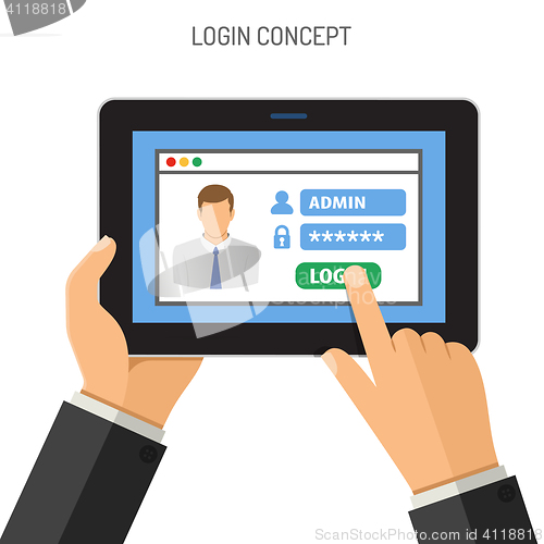 Image of Login concept on tablet PC