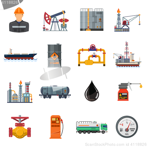 Image of Oil industry Flat Icons Set