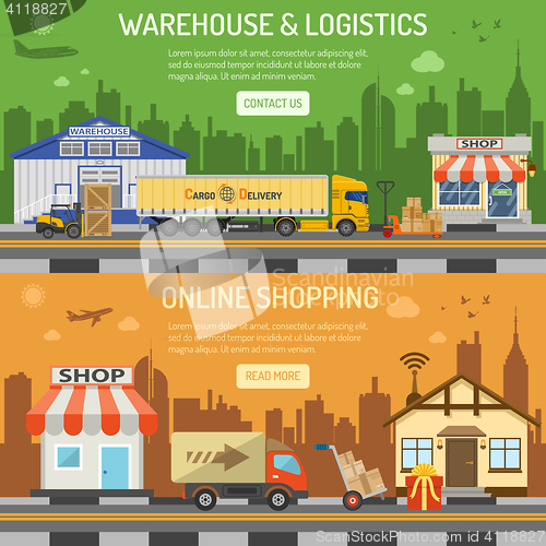 Image of Warehouse logistics shopping banner