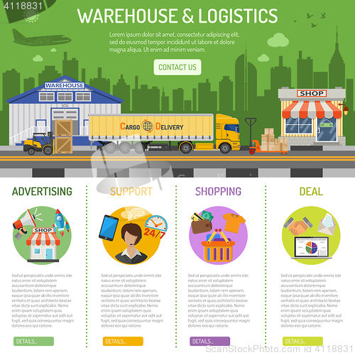 Image of Warehouse and logistics infographics