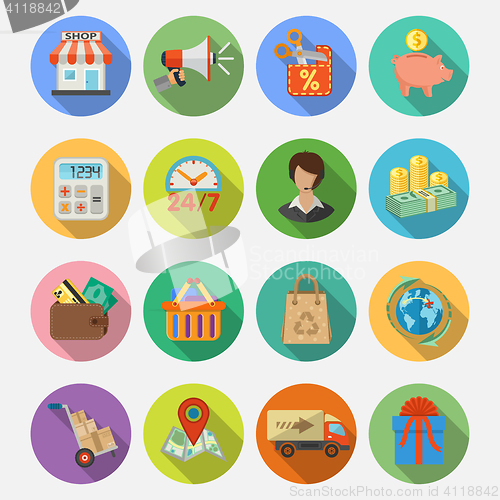 Image of Internet Shopping and Delivery Flat Icon Set