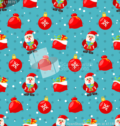 Image of Happy New Year seamless pattern with Santa and gifts