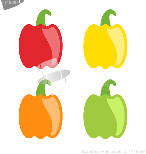 Image of Set Colorful Bell Peppers Isolated