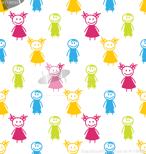 Image of Seamless Background with Smiling Kids