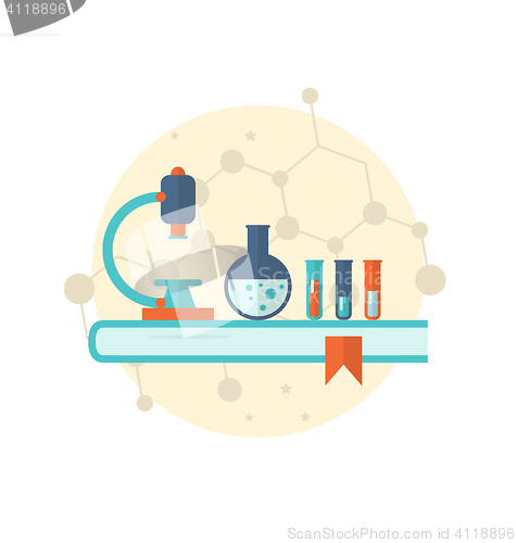 Image of Flat icon of objects chemical laboratory