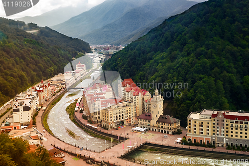 Image of Comfortable resort in the mountains. The view from the top.