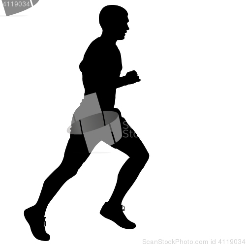 Image of Silhouettes Runners on sprint, men. illustration.