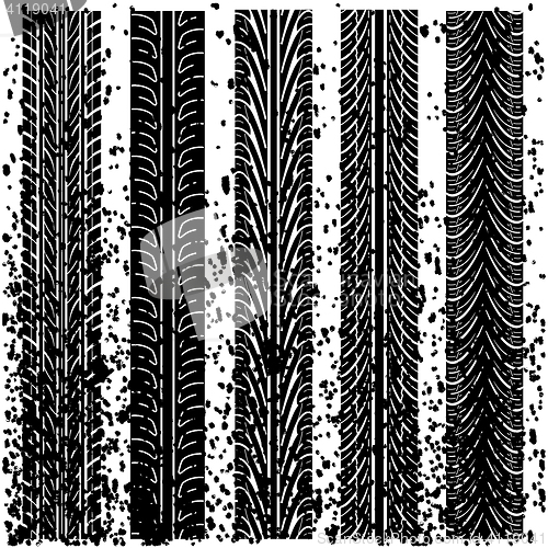 Image of Set of detailed tire prints, illustration