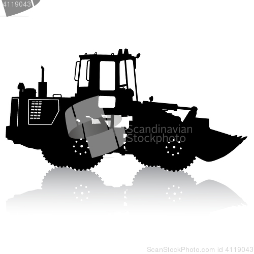 Image of Silhouette of a heavy loaders with a ladle. illustration.