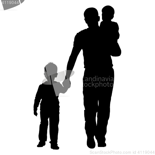 Image of Black silhouettes Family on white background. illustratio