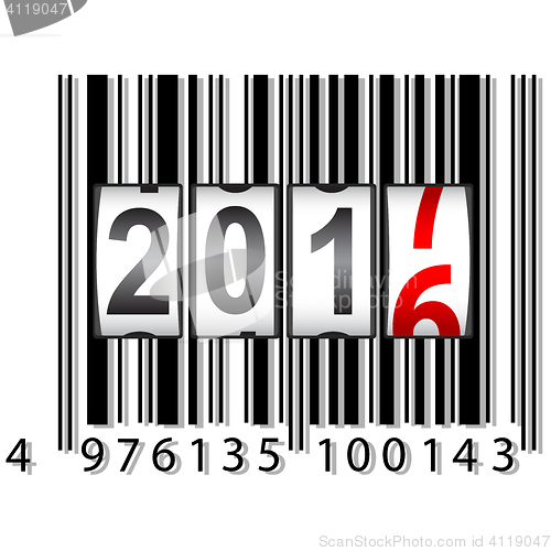 Image of New Year 2017 counter, barcode, illustration.