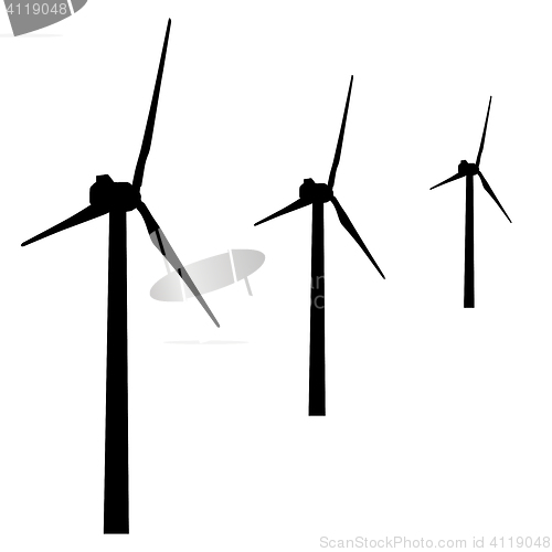 Image of windmills for electric power production.  illustration