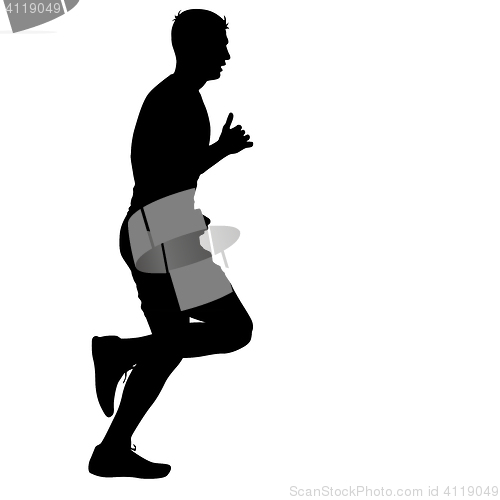 Image of Silhouettes Runners on sprint, men. illustration.