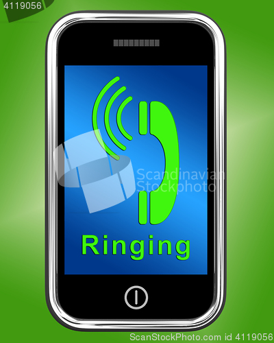 Image of Ringing Icon On Mobile Phone Shows Smartphone Call