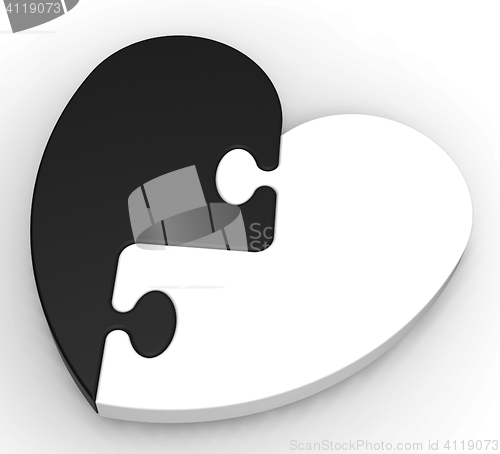 Image of Two-Colored Heart Puzzle Showing Previous Engagement