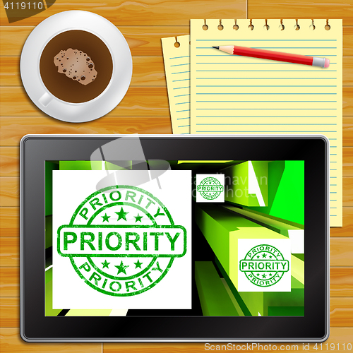 Image of Priority On Cubes Shows Urgent Dispatch Tablet