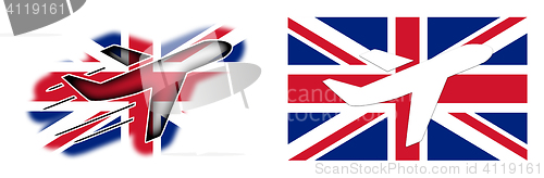 Image of Nation flag - Airplane isolated - United Kingdom