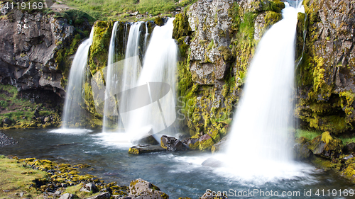 Image of Kirkjufellsfoss waterfall near the Kirkjufell mountain