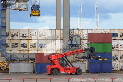 Image of Cargo containers in shipyard