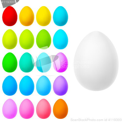 Image of Set of realistic eggs on white. EPS 10
