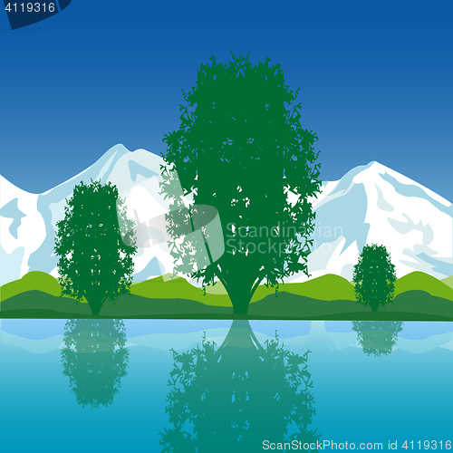 Image of Landscape with mountain and river