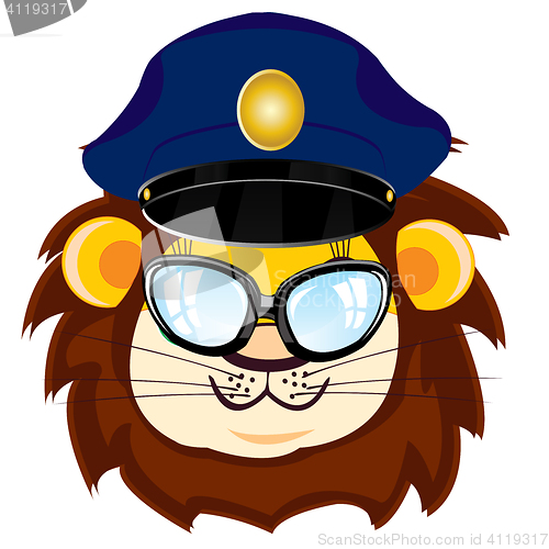 Image of Cartoon lion bespectacled