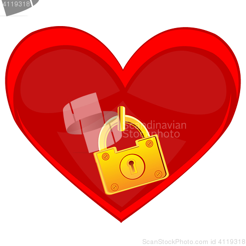 Image of Heart locked on golden lock