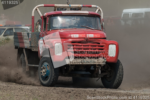 Image of Truck on bend of sports track