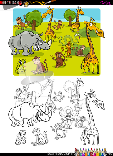 Image of safari animals coloring page