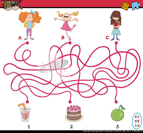 Image of game of path maze cartoon