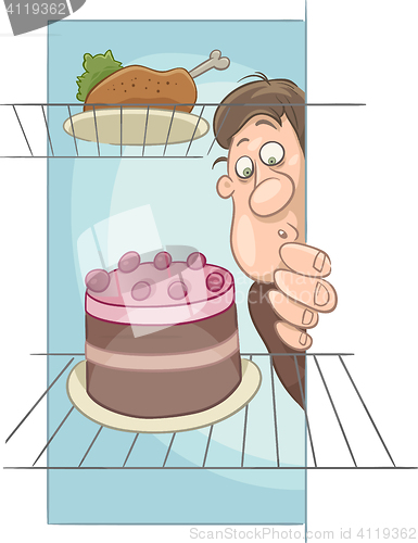 Image of hungry man on diet cartoon