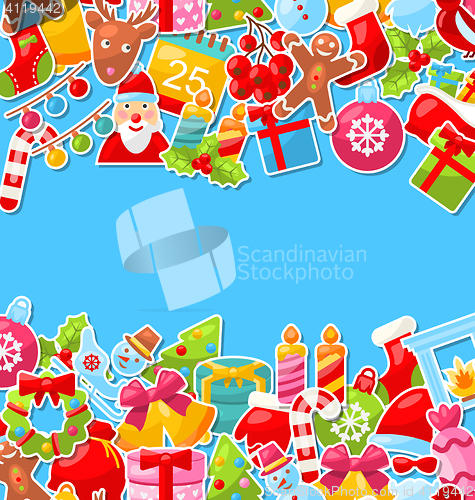 Image of Merry Christmas Celebration Card with Traditional Elements